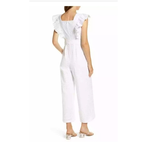 Rachel Parcell Ruffle Sleeve White Waist Tie Jumpsuit XXL - Picture 3 of 10